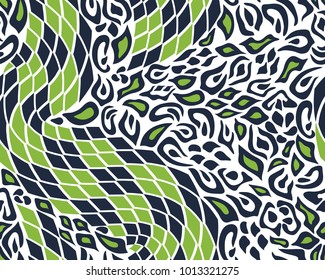 Leopard and snake pattern, print, vector, illustration, seamless, wallpaper, background, texture