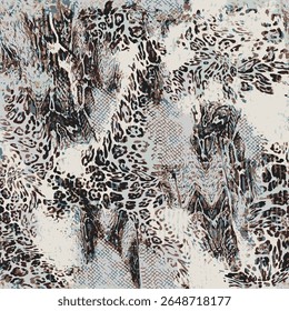 Leopard and snake skin mix pattern design