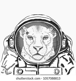 
leopard in a spacesuit. Vector illustration