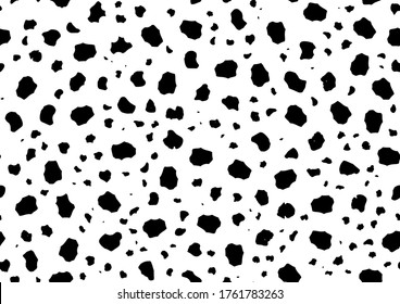 Leopard Spatter. Black Water Ink. Dirty Dirt. African Spray Dirt. Dalmatian Ink Texture. Vector Blob. Vector Color. White Animal Splash. Monochrome Fur. Seamless Dot Background. Seamless Print Pattern