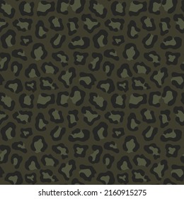 leopard spots on khaki background seamless military print, vector trendy design