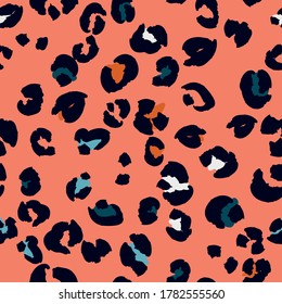 Leopard spots seamless pattern design. Vector illustration background 