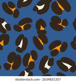 Leopard spots seamless pattern design. Vector dark blue background, wallpaper, wrapping paper, fabric, print