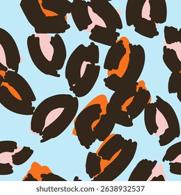 Leopard spots seamless pattern design. Vector blue background, wallpaper, wrapping paper, fabric, print