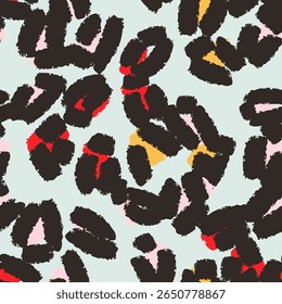 Leopard spots seamless pattern design. Vector light blue background, wallpaper, wrapping paper, fabric, print
