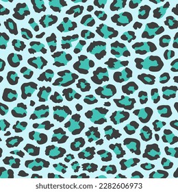 leopard spots seamless pattern in mint green color. animal print. good for summer spring dress, fashion design, fabric, fur, coat, textile, texture, wallpaper, background.