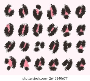 Leopard spots, shapes. Big set. Vector design elements