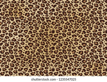 Leopard spotted fur texture. Vector repeating seamless orange black