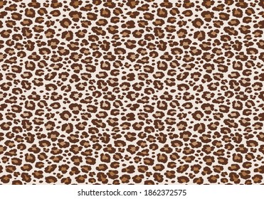 Leopard spotted fur texture. Vector repeating seamless pattern cheetah brown orange black print