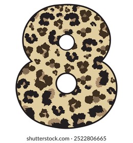 Leopardo Manchado Número Ocho Ilustración vectorial. Estampado De Leopardo Número 8 Aislado Sobre Un Fondo Blanco
