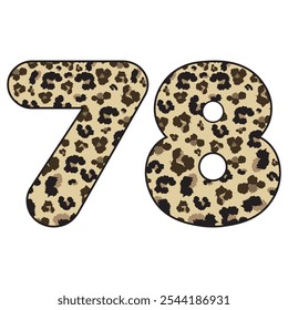 Leopard Spotted Number Seventy Eight Vector Illustration. Leopard Print Number 78 Isolated On A White Background
