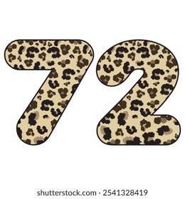 Leopard Spotted Número 72 Ilustração De Vetor. Leopard Número De Impressão 72 Isolado Em Um Plano De Fundo Branco
