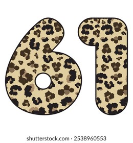 Leopard Vio La Ilustración vectorial Número Sesenta Y Uno. Estampado De Leopardo Número 61 Aislado Sobre Un Fondo Blanco
