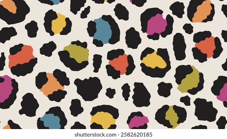 Leopard stains background. Seamless pattern with spots of wild big cat.