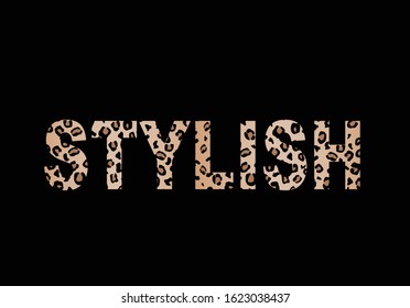 leopard style text design print