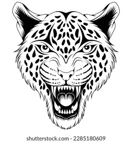 leopard tattoo style in black and white