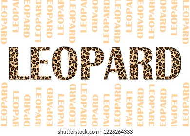 Leopard text art, vector illustration.