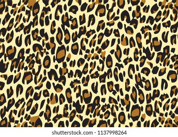 Leopard texture, black brown beige orange. Vector pattern cheetah print