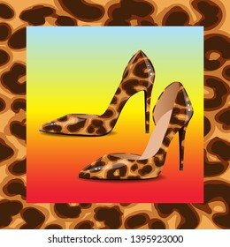 Leopard texture high heels shoes