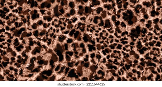 Leopard texture seamless pattern. Realy repeatable vector illustration for fabric fashion prints