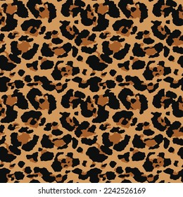 Leopard texture seamless print yellow background black spots vector trendy design