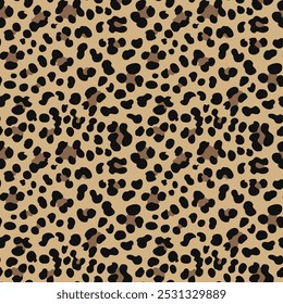 leopard texture vector seamless pattern, fashionable chic print with animal spots