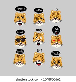 Leopard tiger character with bubble speech vector.