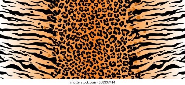 textura jaguar del tigre leopardo fondo abstracto negro anaranjado. Selva vectorial. Gato bengalí. tira