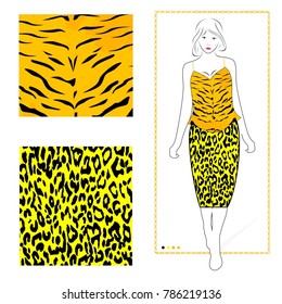 leopard tiger pattern fashion design template