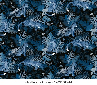 Leopard and tiger pattern flat color seamless design illustration