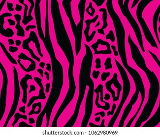 Leopard and tiger pattern, print, vector, illustration, seamless, wallpaper, background, texture