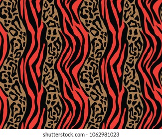 Leopard and tiger pattern, print, vector, illustration, seamless, wallpaper, background, texture