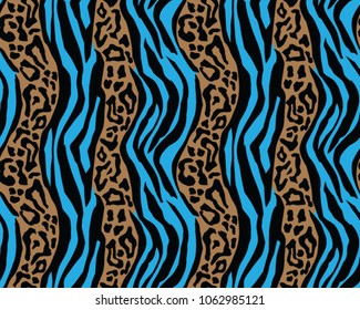 Leopard and tiger pattern, print, vector, illustration, seamless, wallpaper, background, texture