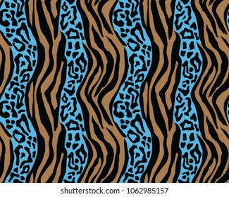 Leopard and tiger pattern, print, vector, illustration, seamless, wallpaper, background, texture