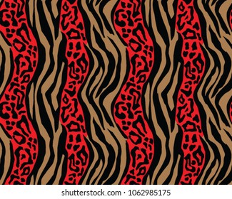 Leopard and tiger pattern, print, vector, illustration, seamless, wallpaper, background, texture