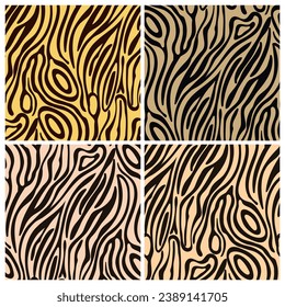 Leopard, tiger seamless pattern, abstract wild animal skin background. Set of leopard textures, design for backgrounds, prints, textiles. Vector