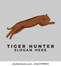 Leopard Tiger Silhouette Shape Brown Colored Vector For Logo