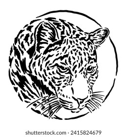leopard tiger vector illustration with unique lines and vintage design style