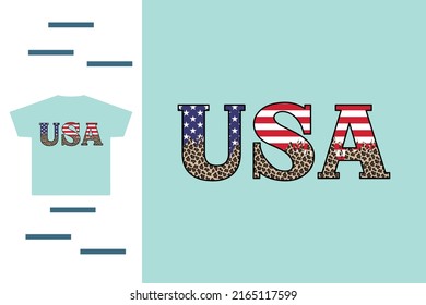 Leopard USA flag t shirt design