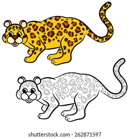 Leopard vector illustration. Coloring book. Vector illustration.