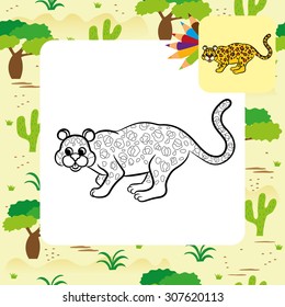 Leopard vector illustration. Coloring book. Vector illustration.