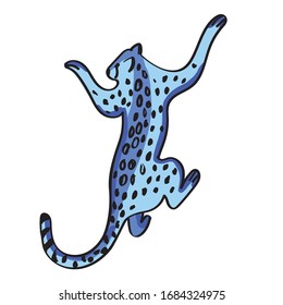 Leopard vector illustration isolated on a white background for print on a t-shirt. Wild cat of Africa.