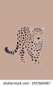 Ilustración de vectores leopardo, huella animal salvaje moderna