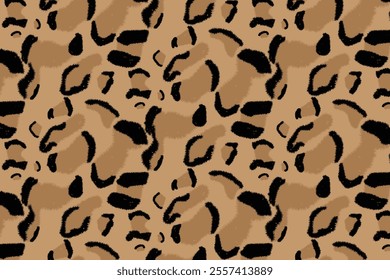 Leopard Vector Seamless pattern of leopard skin in yellow and black on brown background, Wild Animals pattern for textile or wall paper, illutration leopard print