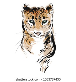 Leopard vector watercolor sketch