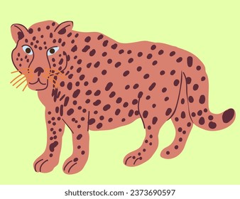 leopard in vector. wild animal from the cat family. Template for poster logo icon for app website. Series of animal images in flat style