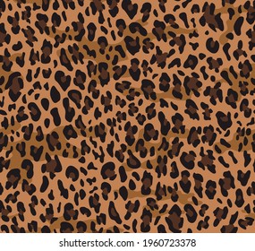 Leopard vector yellow background, seamless pattern, trendy print.