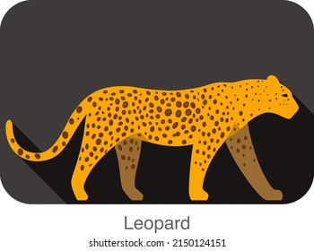 Leopard walking side flat 3D icon design