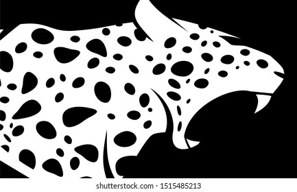 Leopard wallpaper background in black and white flat design illustration