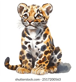 leopard watercolor clipart illustration isolated